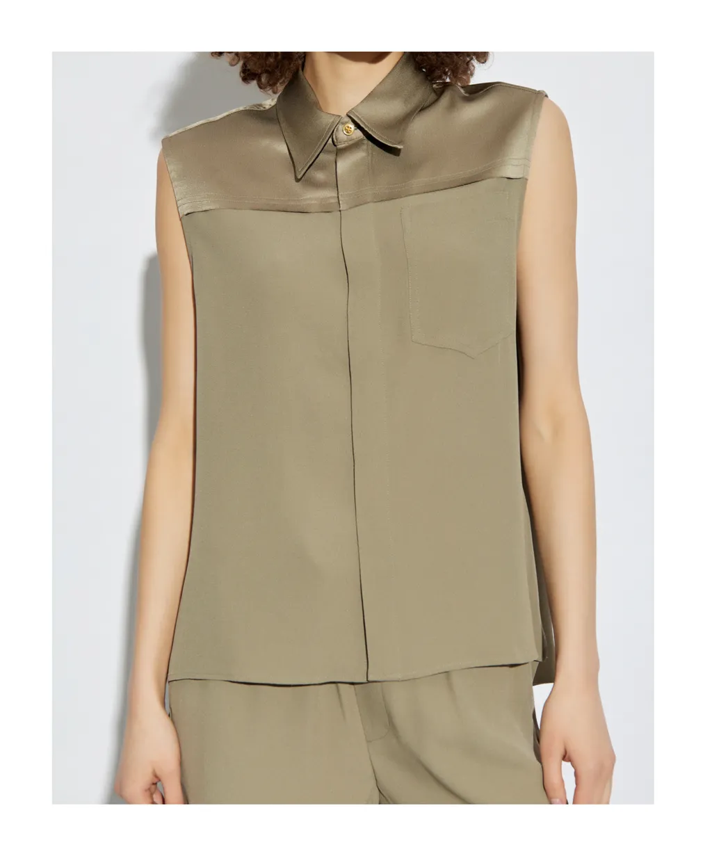 Lapel Sleeveless Shirt