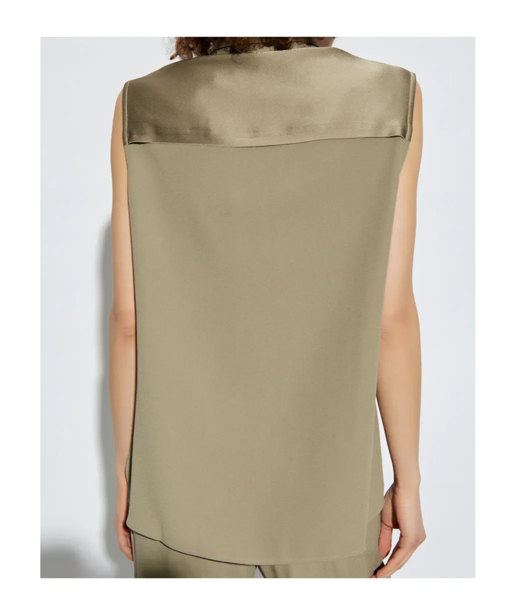 Lapel Sleeveless Shirt