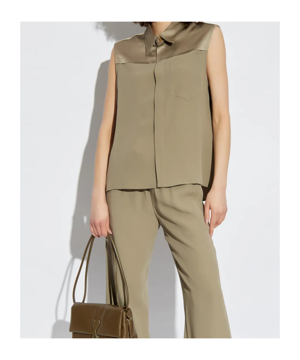 Lapel Sleeveless Shirt