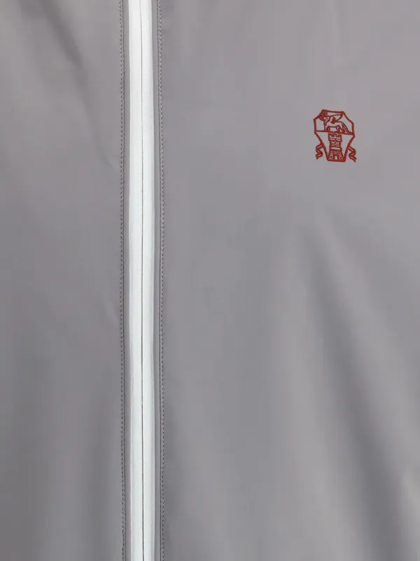 Brunello Cucinelli Logo Embroidered Zip-Up Hooded Jacket
