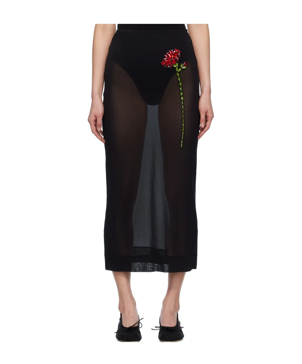 Embellished Carnation Column Skirt