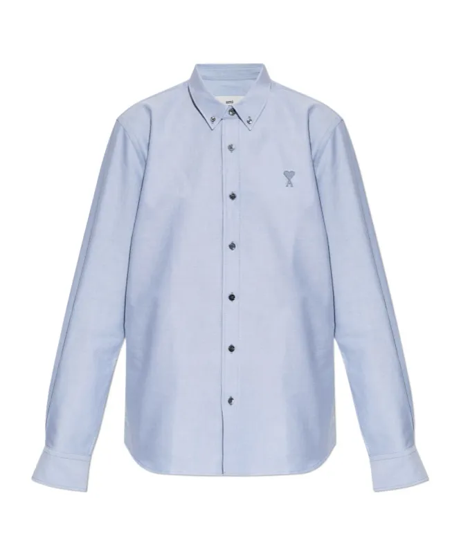 Ami Paris Ami De Coeur Logo Embroidered Shirt