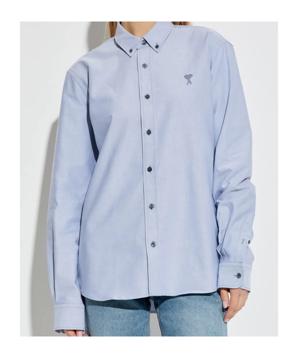Ami Paris Ami De Coeur Logo Embroidered Shirt