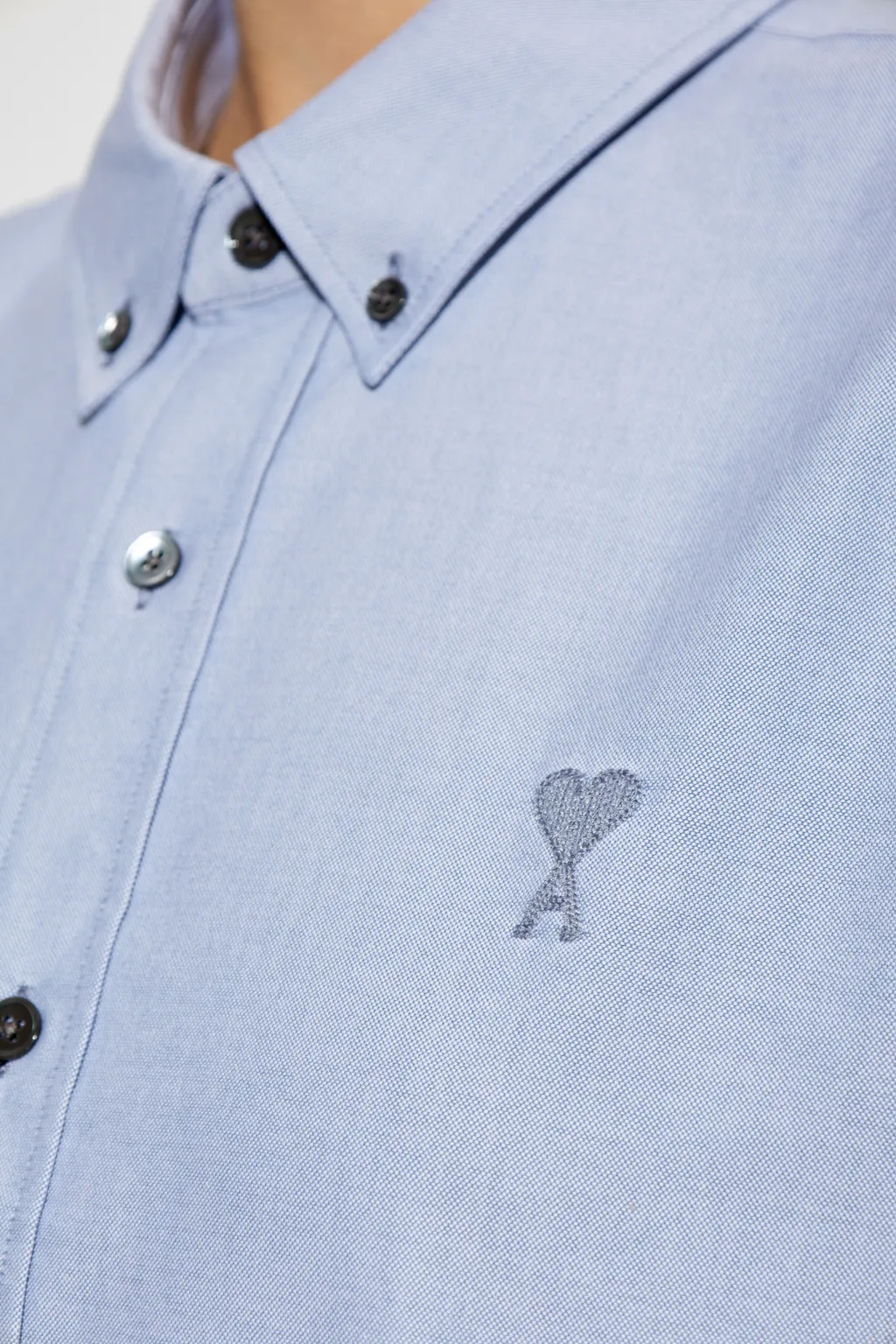 Ami Paris Ami De Coeur Logo Embroidered Shirt