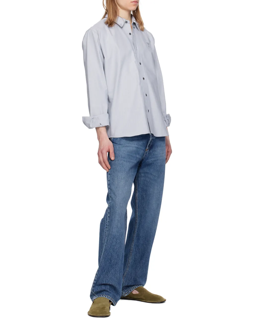 Ami Paris Ami De Coeur Logo Embroidered Shirt