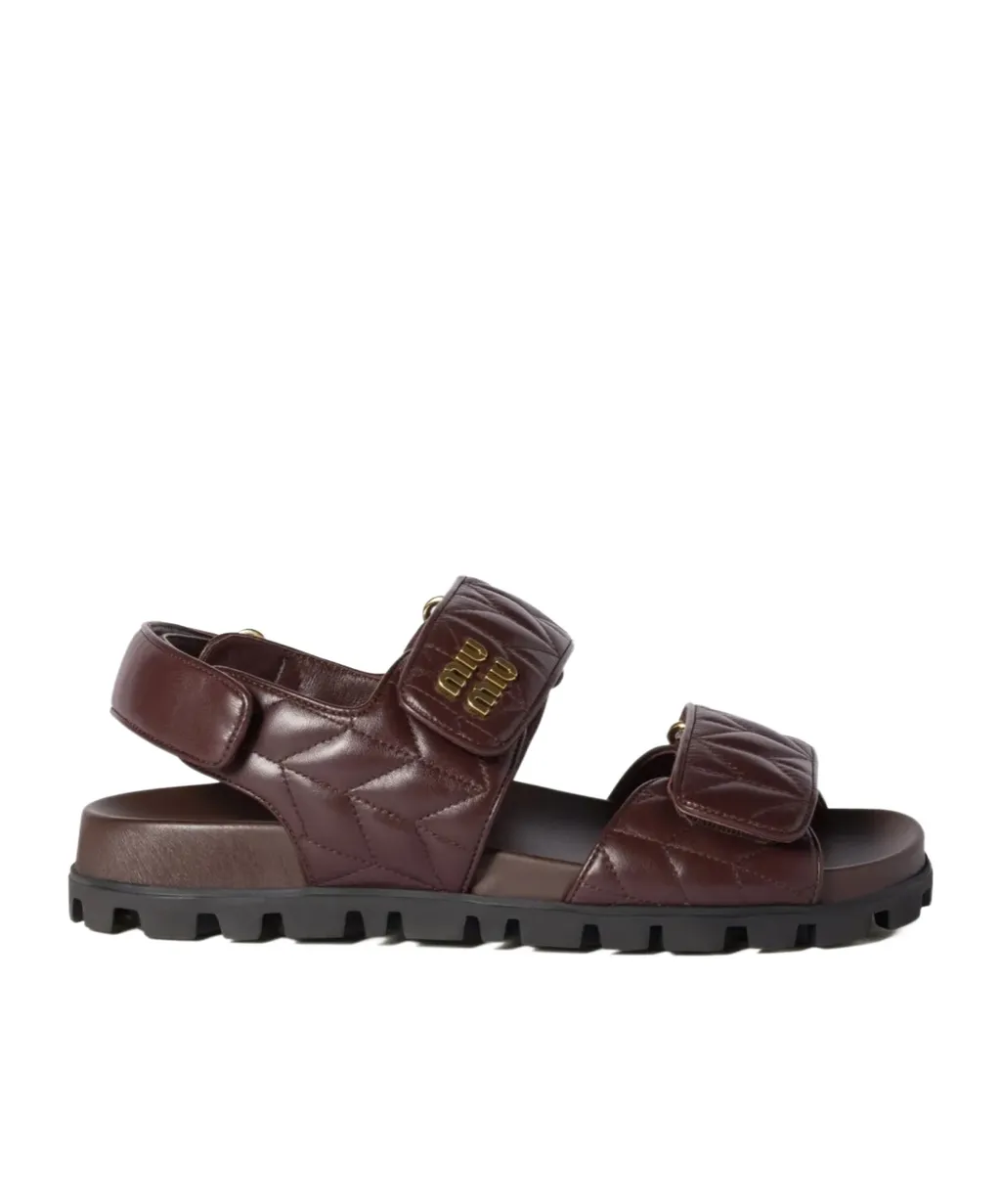 Miu Miu Logo-Lettering Quilted Sandals