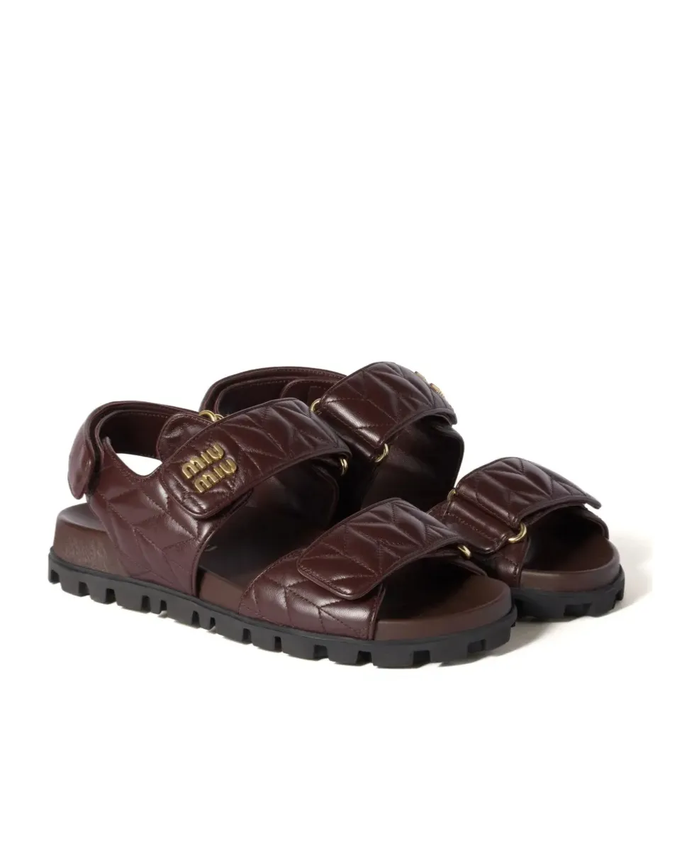 Miu Miu Logo-Lettering Quilted Sandals