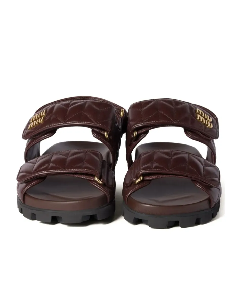 Miu Miu Logo-Lettering Quilted Sandals