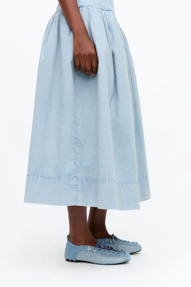 Lace-Up Ballerinas In Crystal-Embellished Denim