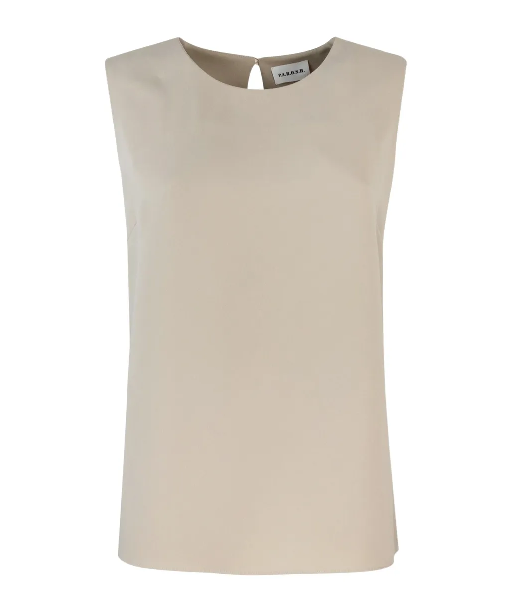 P.A.R.O.S.H. Cady Round-Neck Sleeveless Blouse