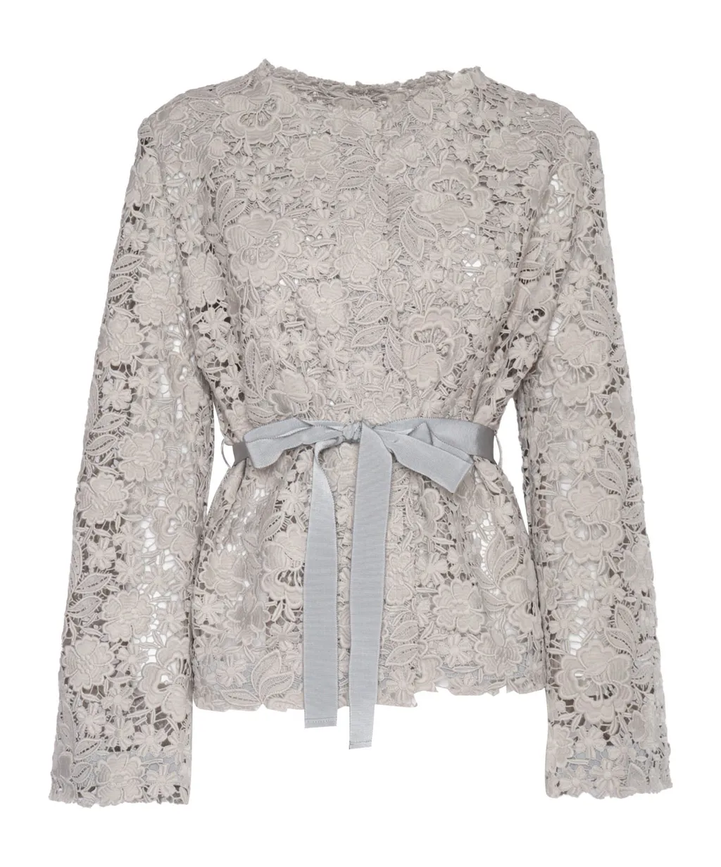P.A.R.O.S.H. Lace Detailed Tie-Waist Jacket