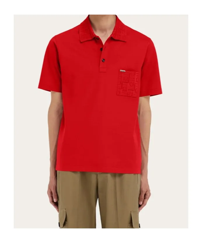 Ferragamo Logo Plaque Polo Shirt