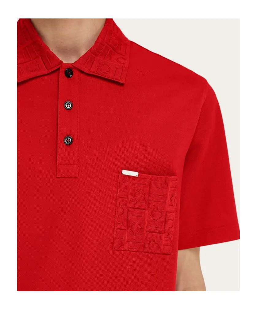 Ferragamo Logo Plaque Polo Shirt