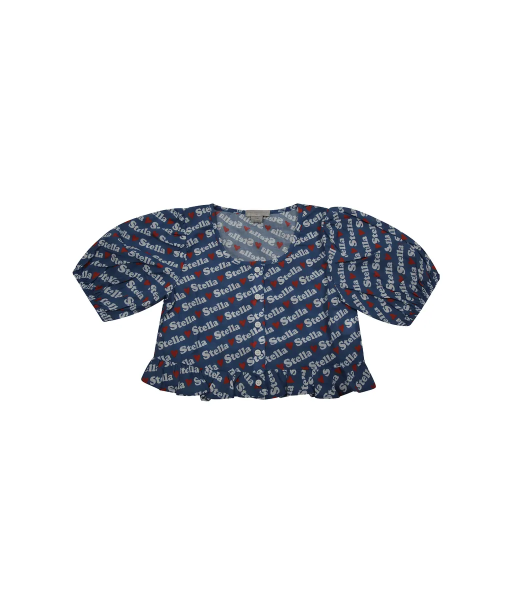 Stella Mccartney Kids Logo-Print Ruffled Shirt