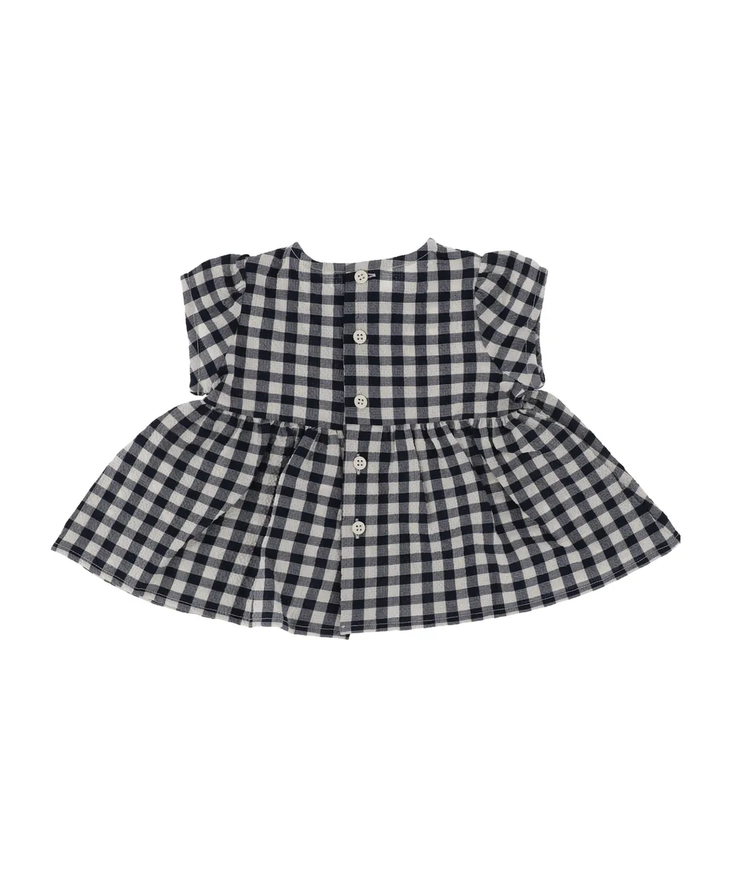 Il Gufo Gingham Seersucker Top
