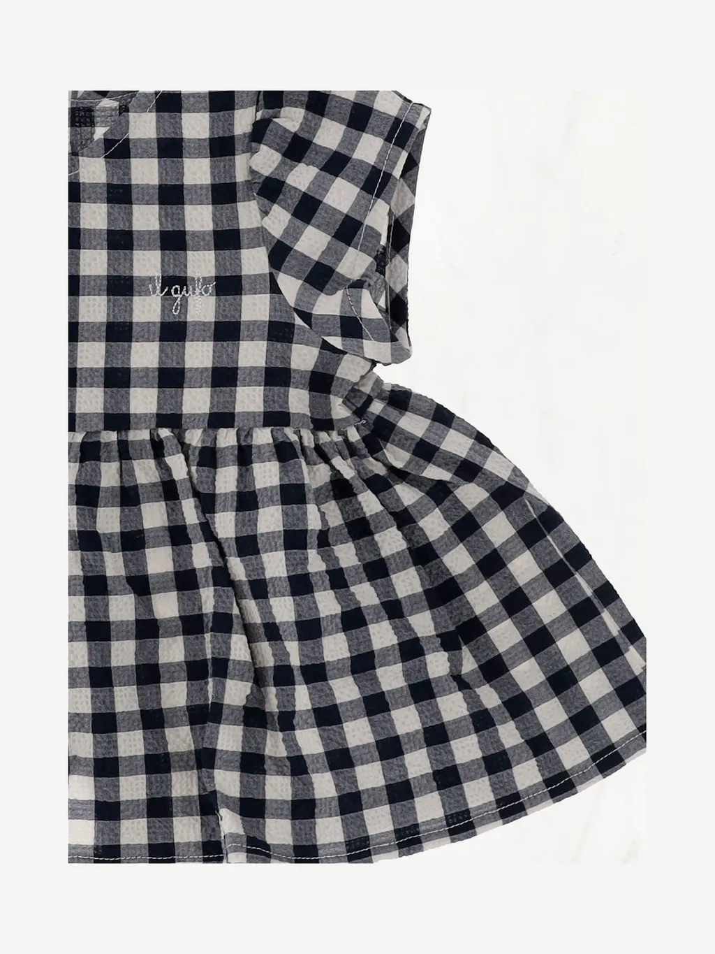 Il Gufo Gingham Seersucker Top