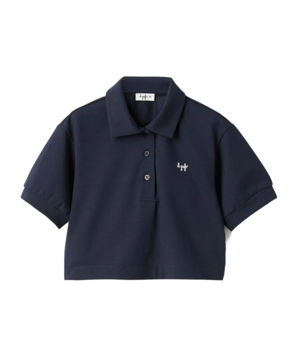 Il Gufo Logo Embroidered Cropped Polo Shirt