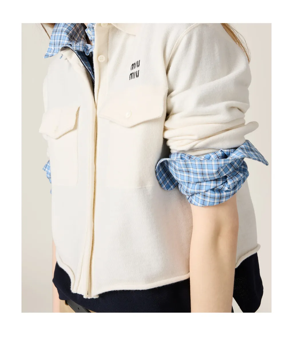 Miu Miu Button-Up Cropped Knitted Cardigan