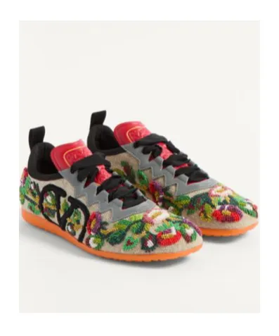 Valentino Chromathon Embroidered Lace-Up Sneakers