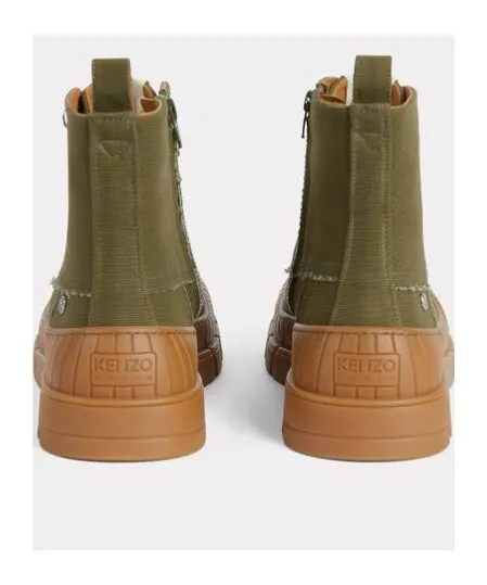 Lace-Up Boots In Canvas Kenzo-Gobi