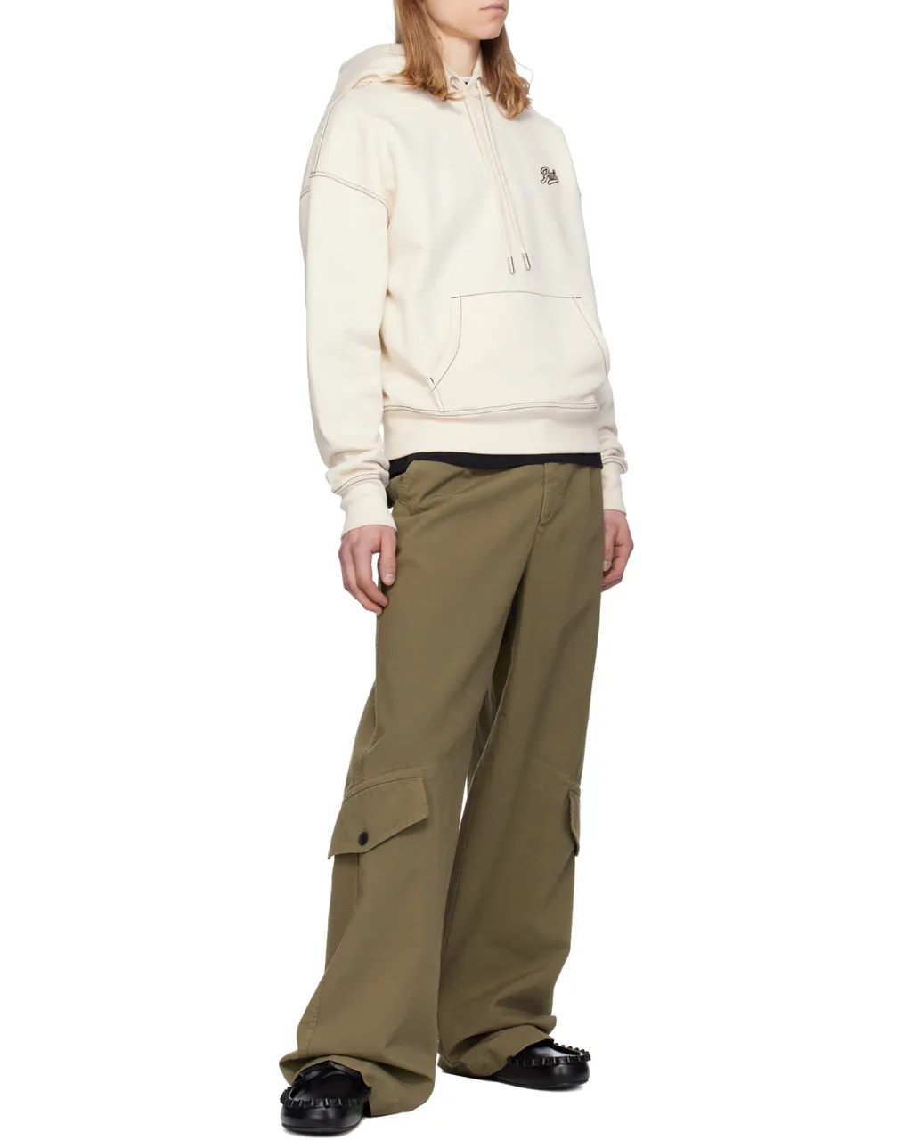 Ami Paris Logo Embroidered Drawstring Hoodie