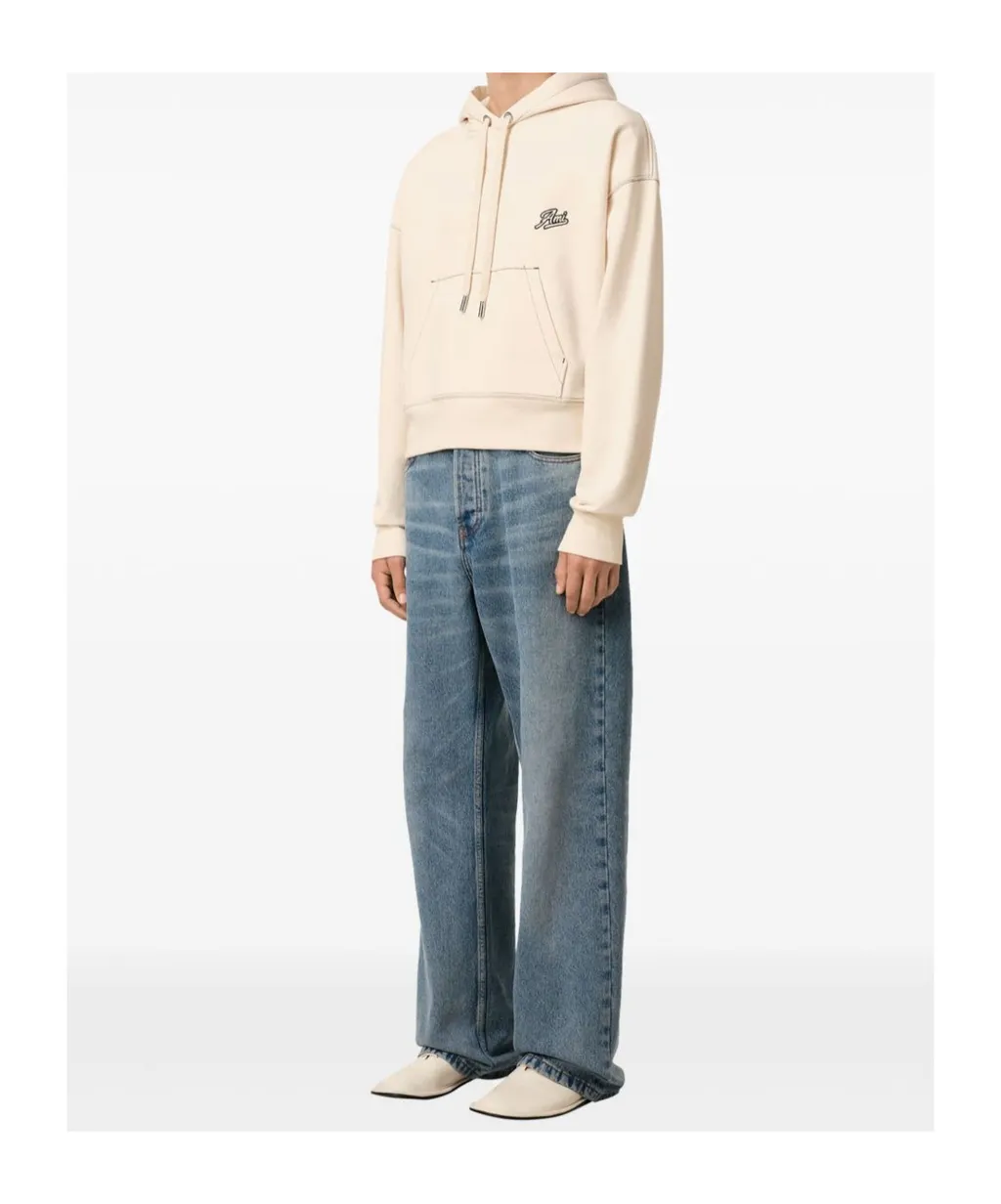 Ami Paris Logo Embroidered Drawstring Hoodie