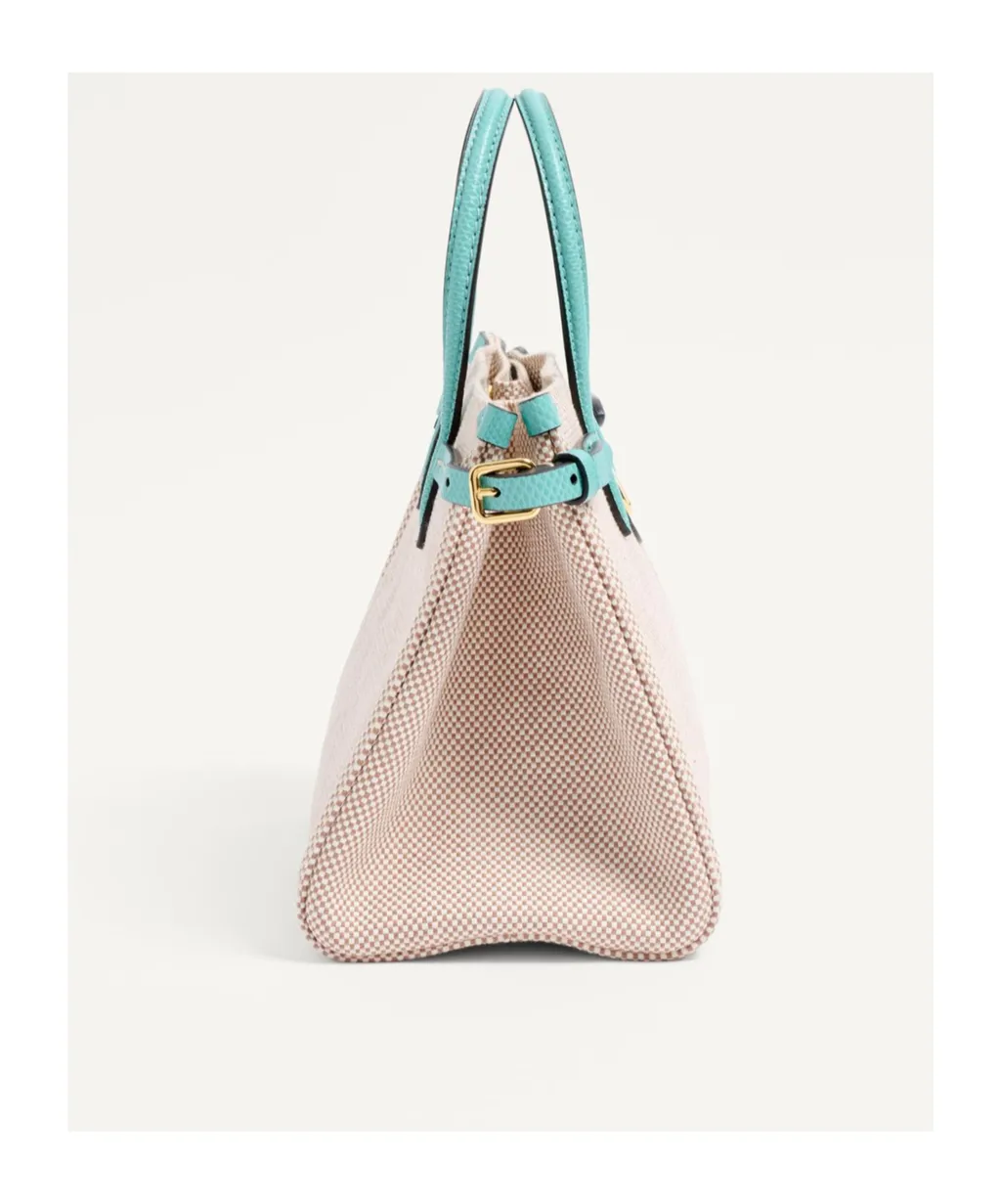 Valentino Vlogo Plaque Mini-Check Top Handle Bag