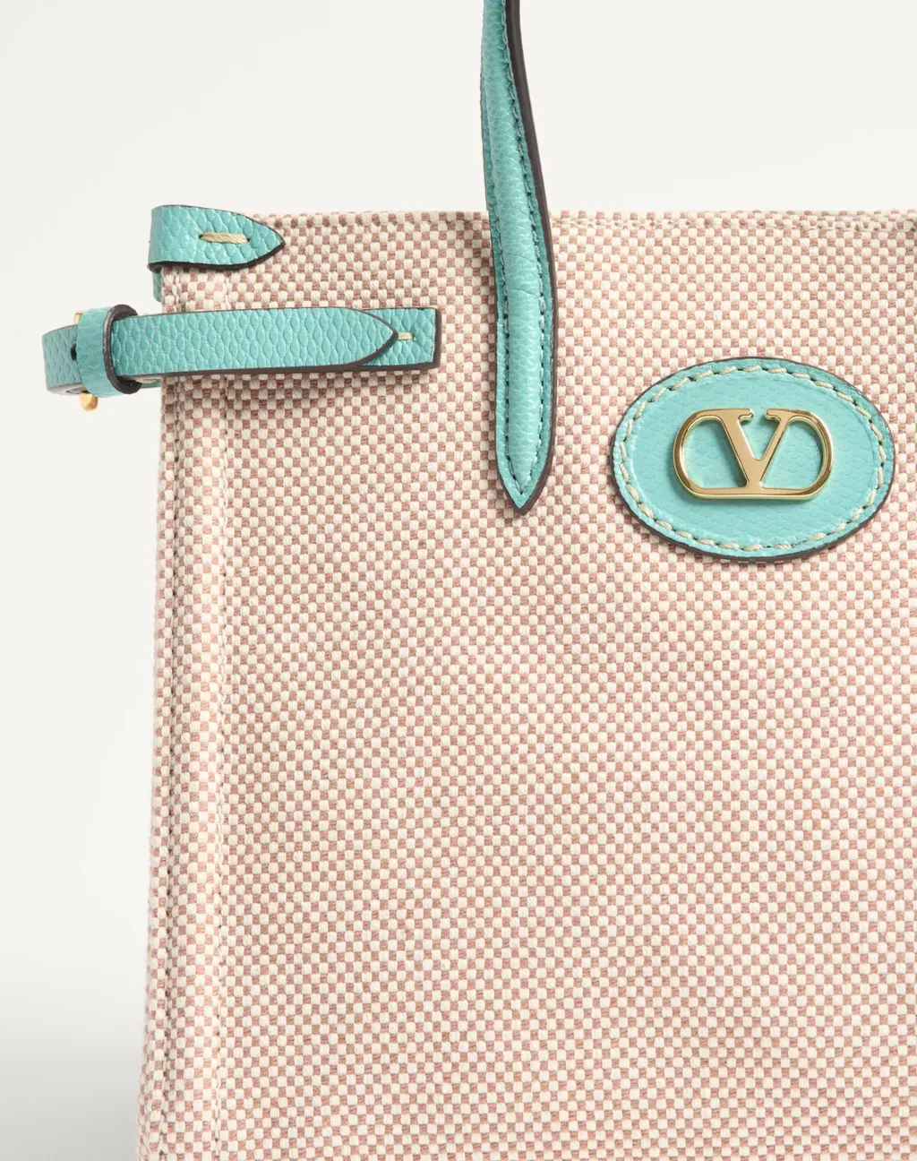 Valentino Vlogo Plaque Mini-Check Top Handle Bag