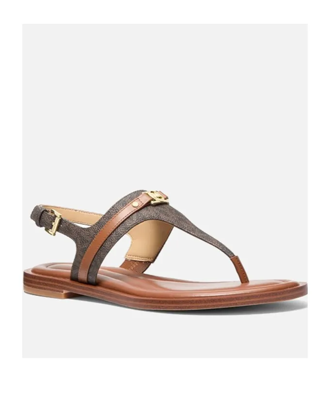 Michael Michael Kors Mandy Signature Logo T-Strap Sandals