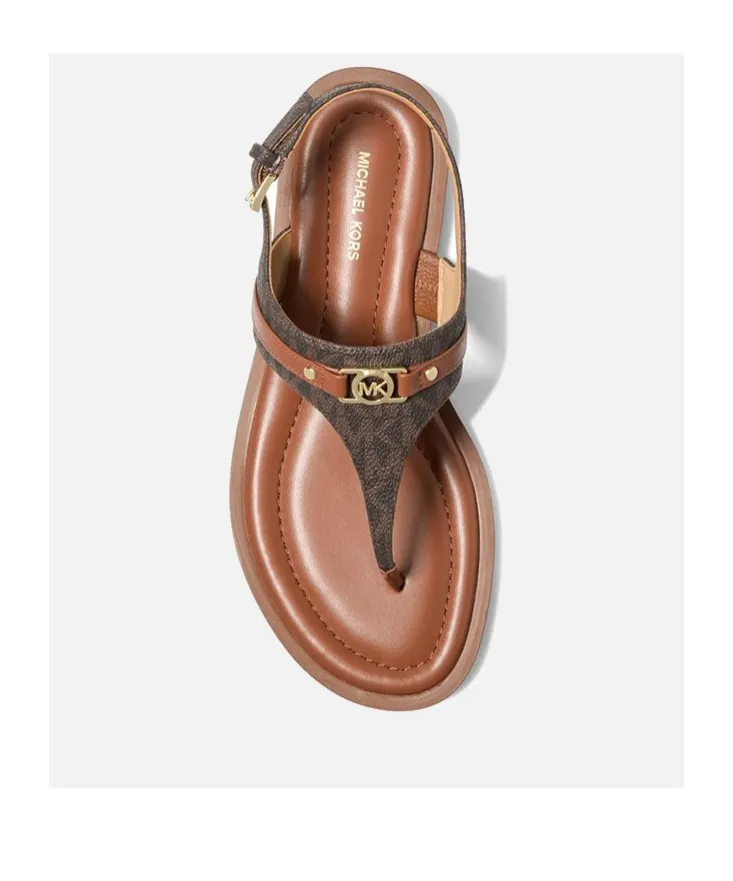 Michael Michael Kors Mandy Signature Logo T-Strap Sandals