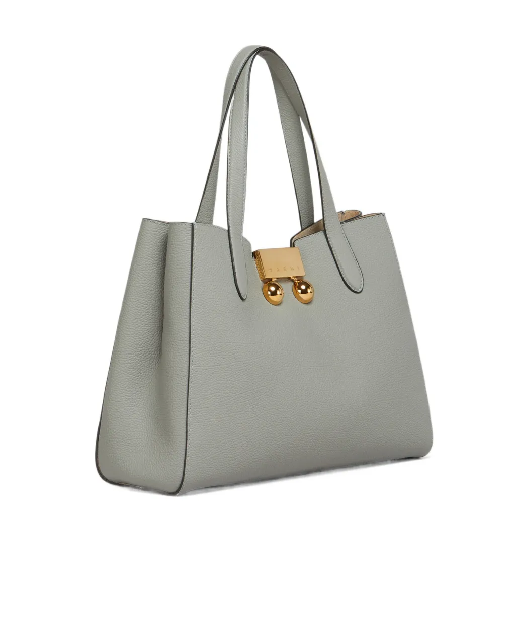 Grey Leather Trunkaroo Tote Handbag