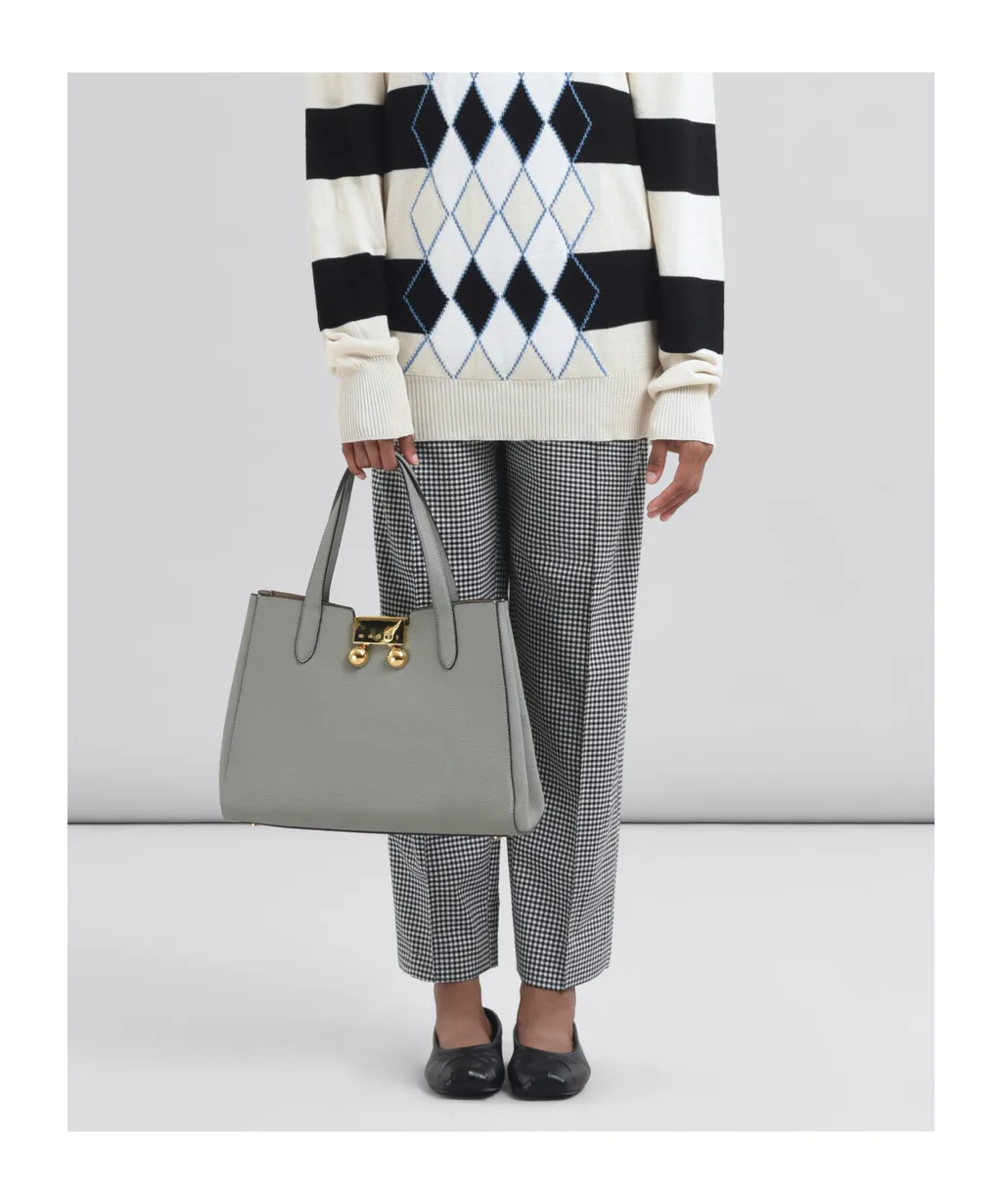 Grey Leather Trunkaroo Tote Handbag