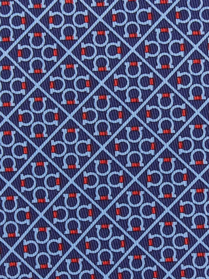 Square Gancini Print Silk Tie