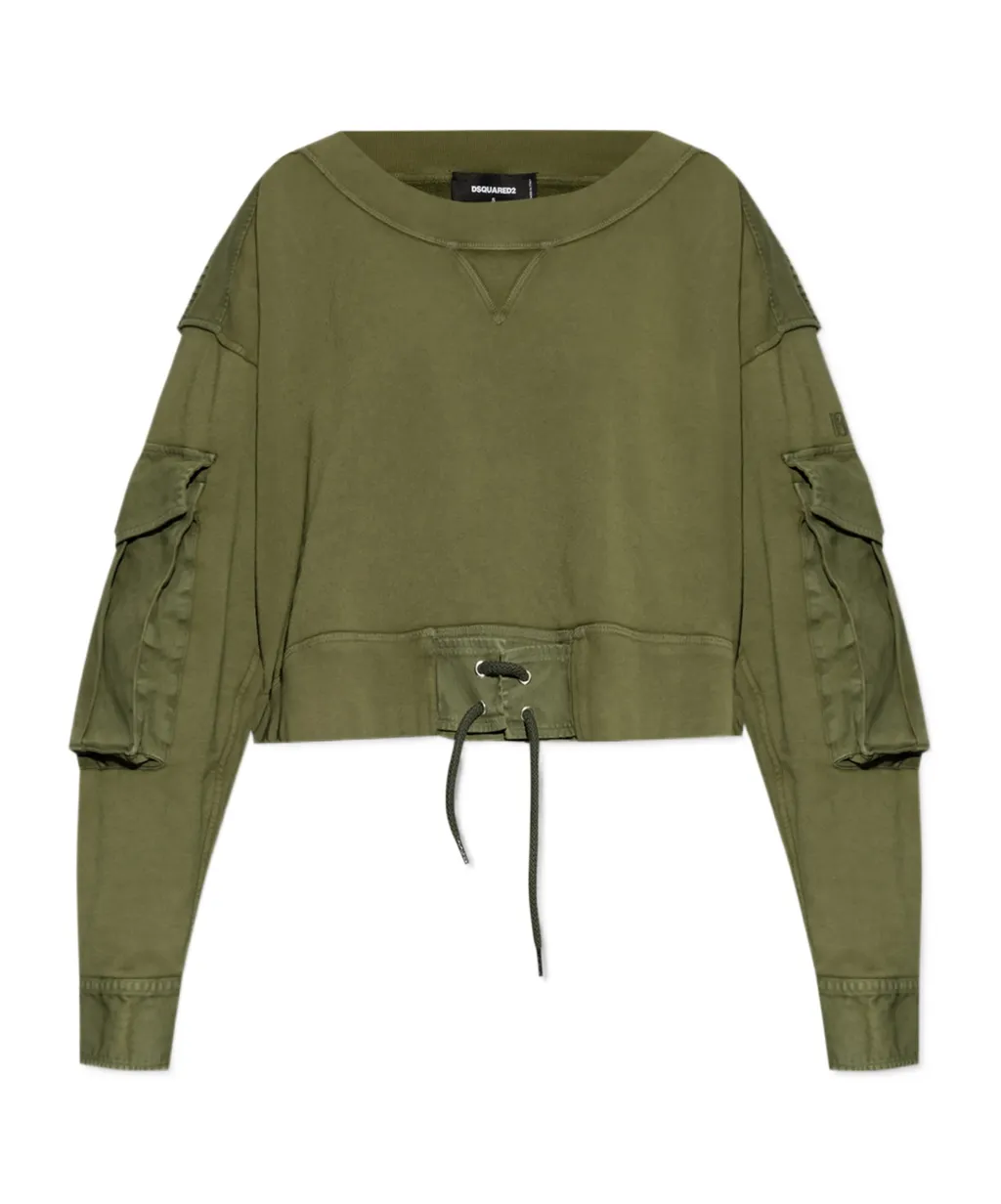 Dsquared2 Boat Neck Distressed Cargo Sweatshirt