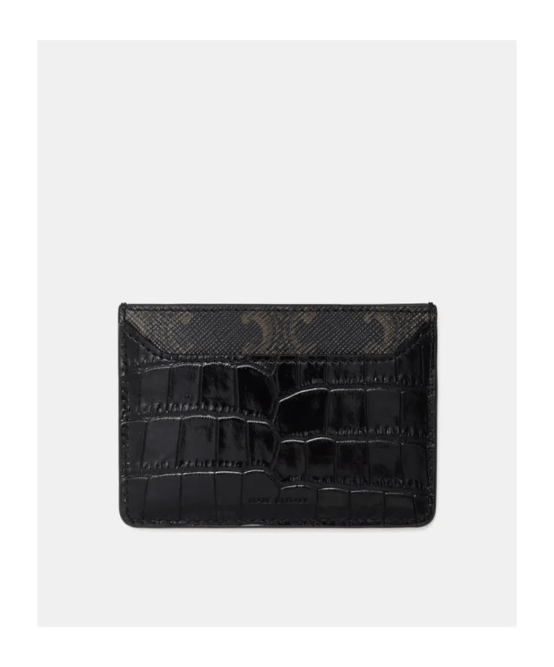 Card Holder In Triomphe Canvas And Crocodile Embossed Calfskin