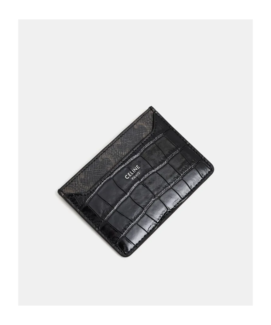 Card Holder In Triomphe Canvas And Crocodile Embossed Calfskin