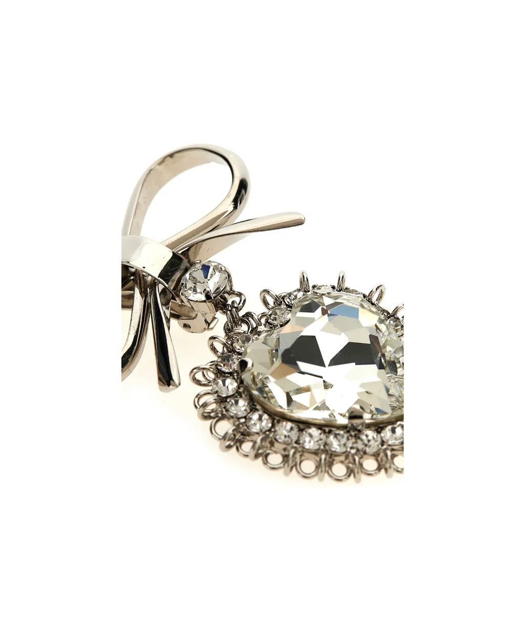 Alessandra Rich Pendant Heart Bow Earrings