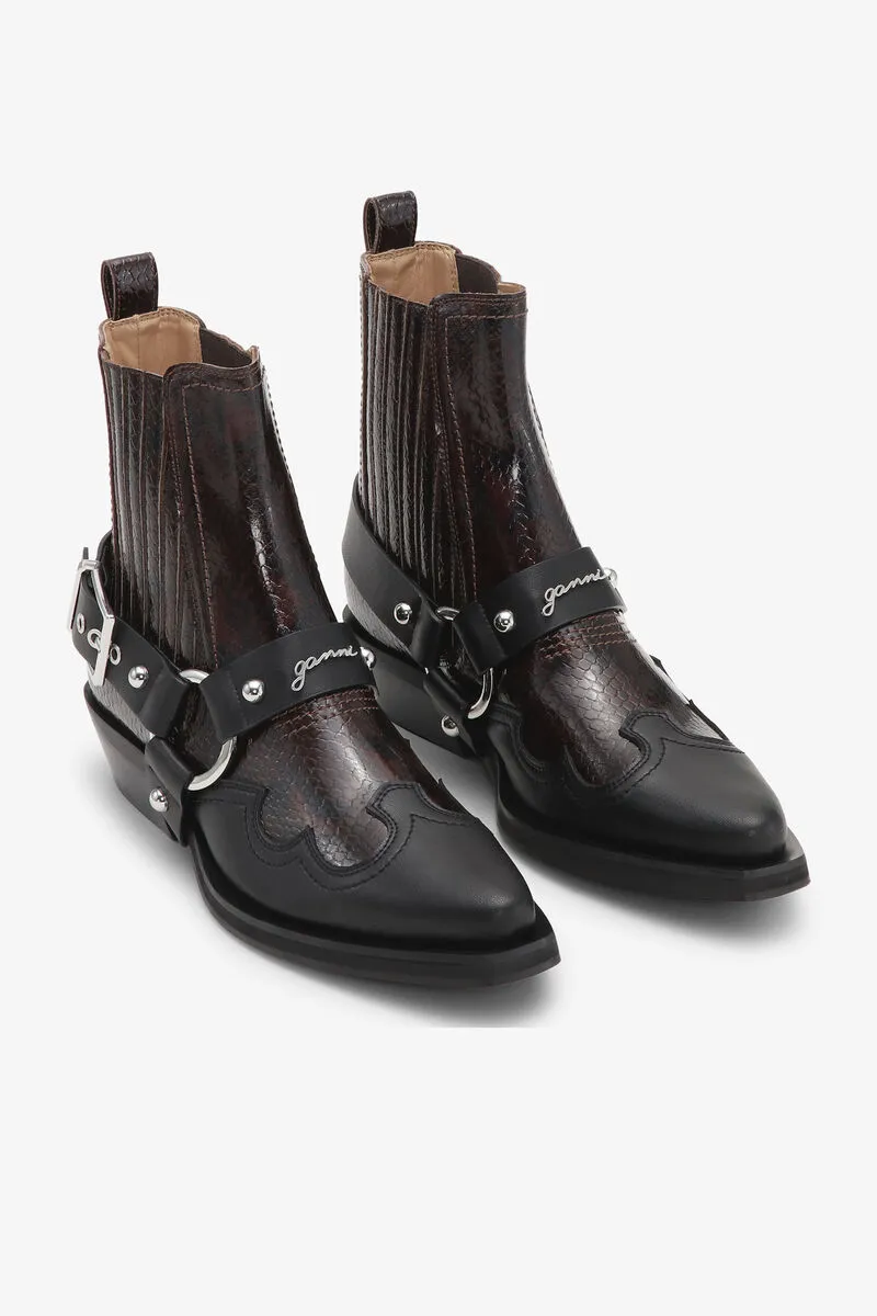 Dark Burgundy Low Cut Western Chelsea Boots
