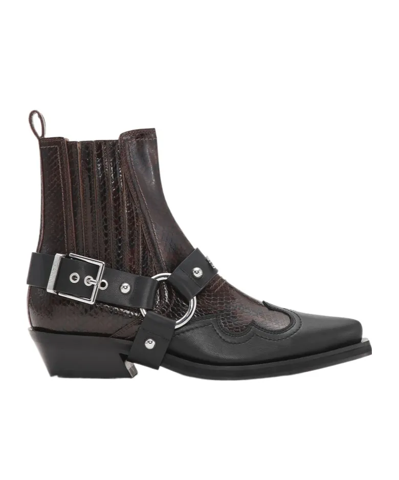 Dark Burgundy Low Cut Western Chelsea Boots