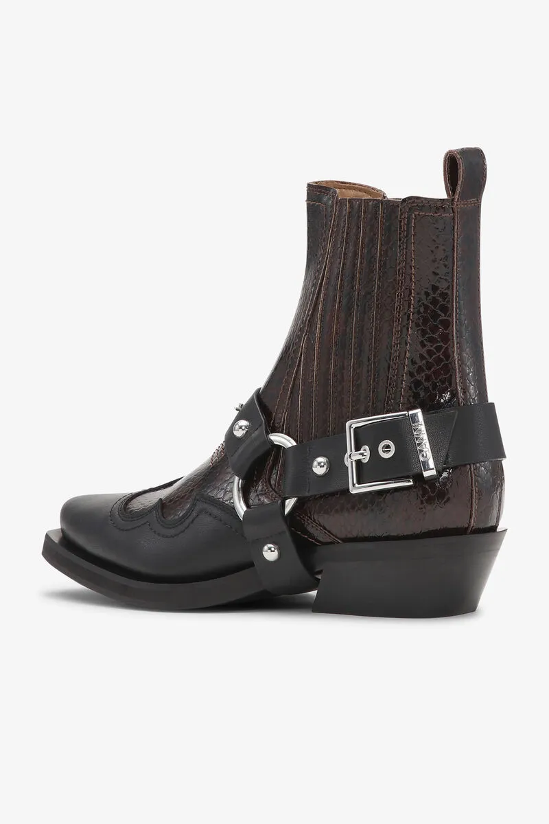 Dark Burgundy Low Cut Western Chelsea Boots