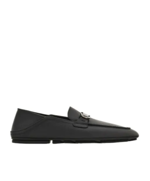 Gancini-Plaque Leather Loafers