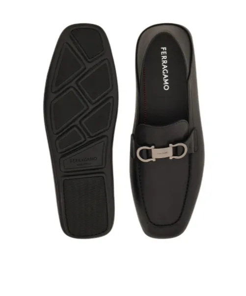 Gancini-Plaque Leather Loafers