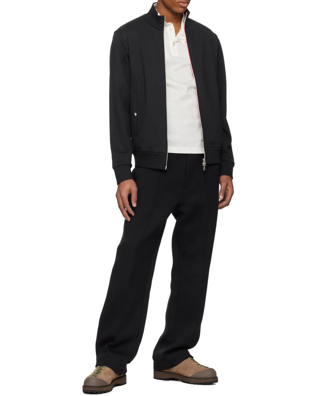Tricolor-Trimmed Cotton Zip-Up Sweatshirt