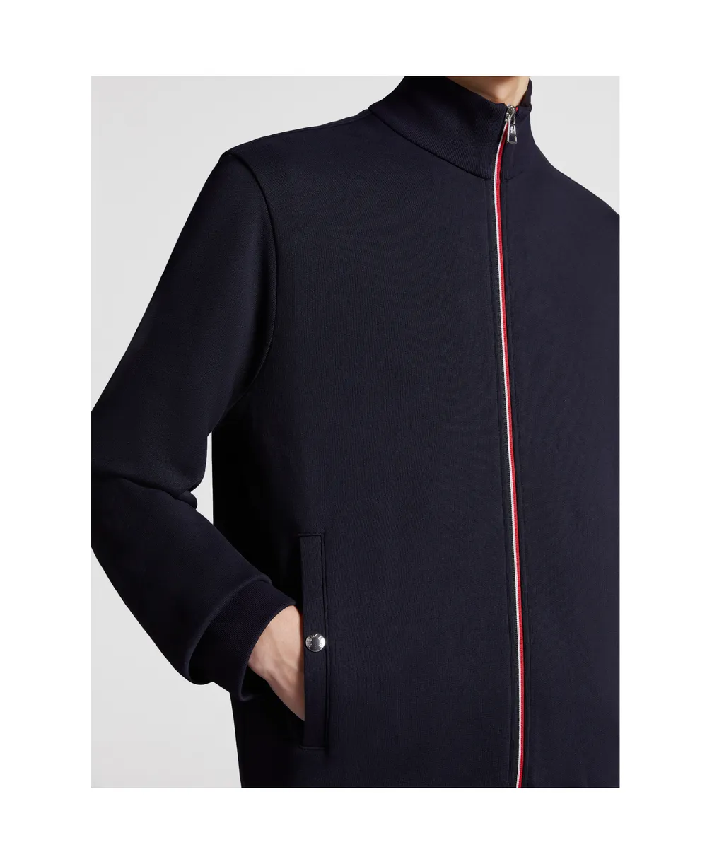 Tricolor-Trimmed Cotton Zip-Up Sweatshirt