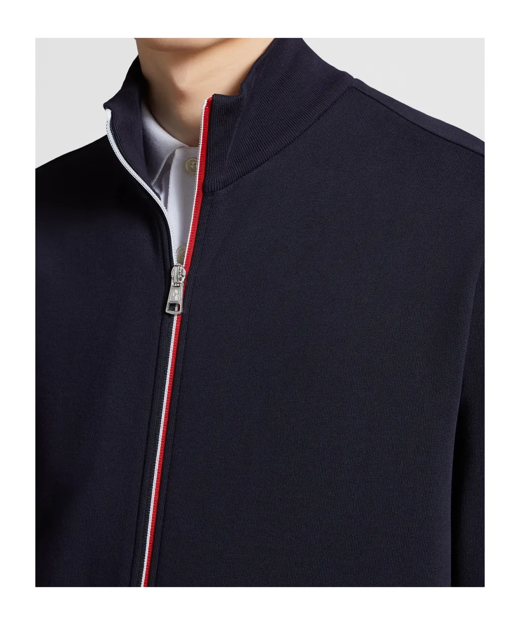 Tricolor-Trimmed Cotton Zip-Up Sweatshirt