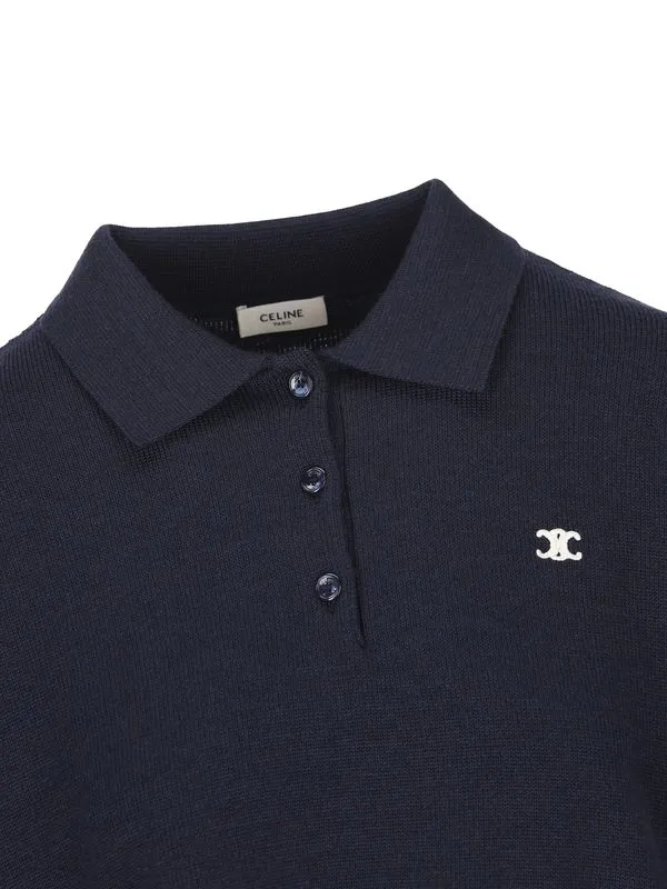 Triomphe Cropped Polo In Wool