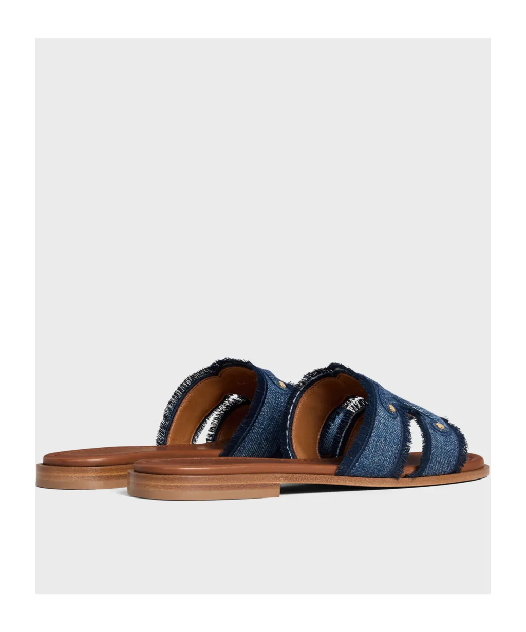 Celine Marina Fringed Mule In Denim
