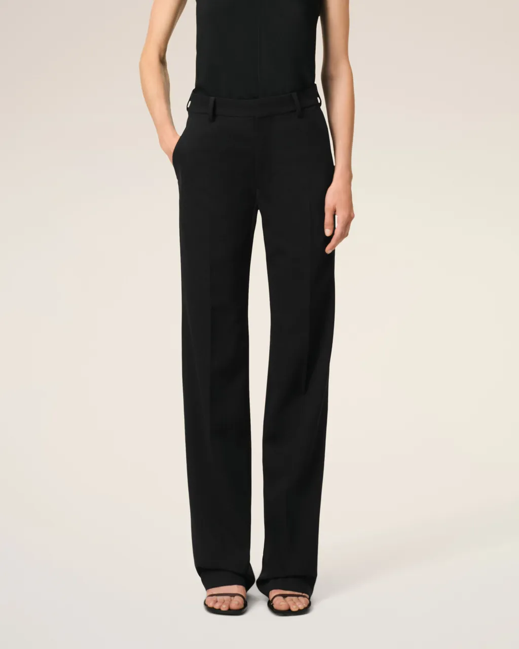 Straight Wool Casual Pants