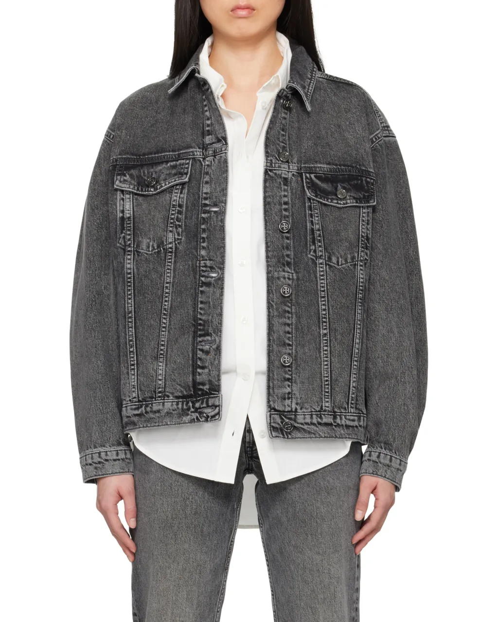 Anine Bing Rory Button-Up Denim Jacket