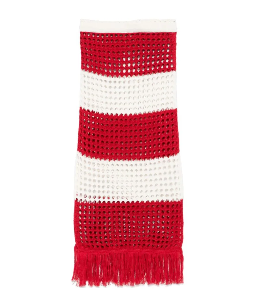 Hollowed-Out Knitted Extra-Long Skirt